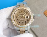 Swiss Rolex Iced Out Datejust Copy Watch 42mm 2-Tone Gold Diamonds Bezel